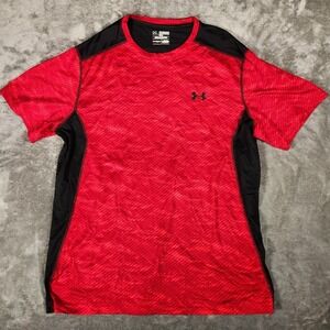 Under Armour HeatGear Shirt Mens 2XL Red Black Excellent Fitted 1257466